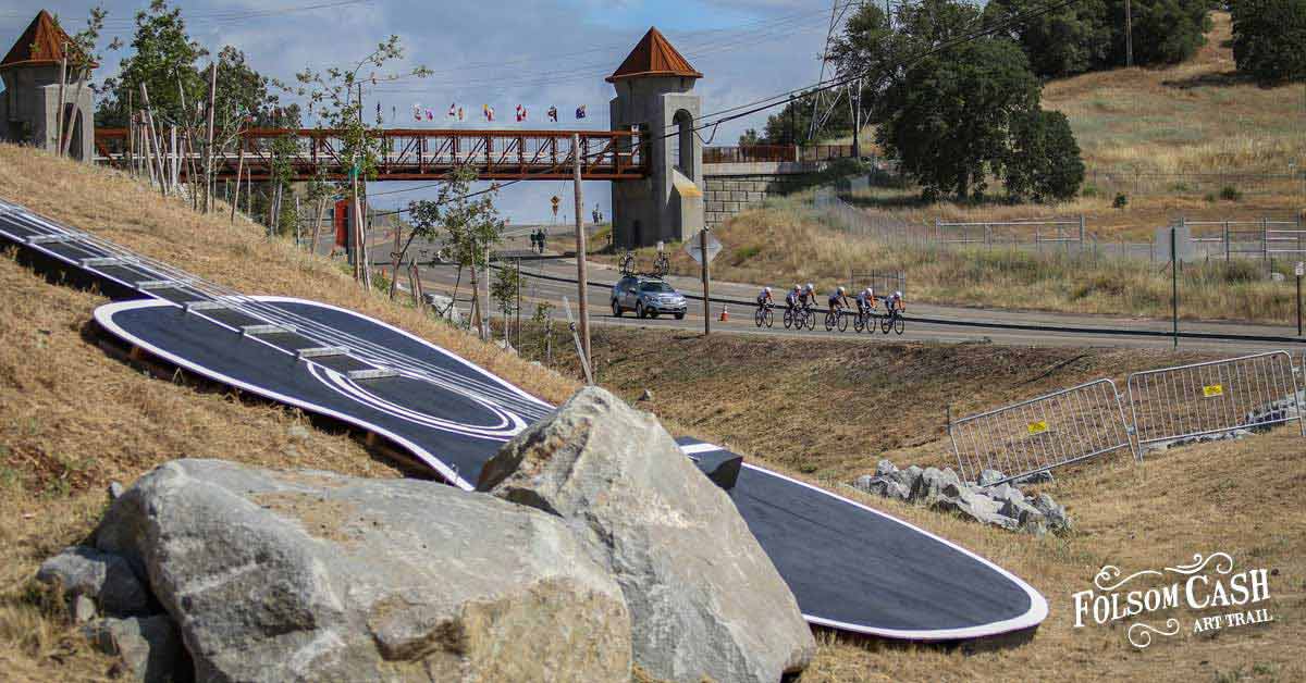 Bridge on Johnny Cash Art Trail with Flags